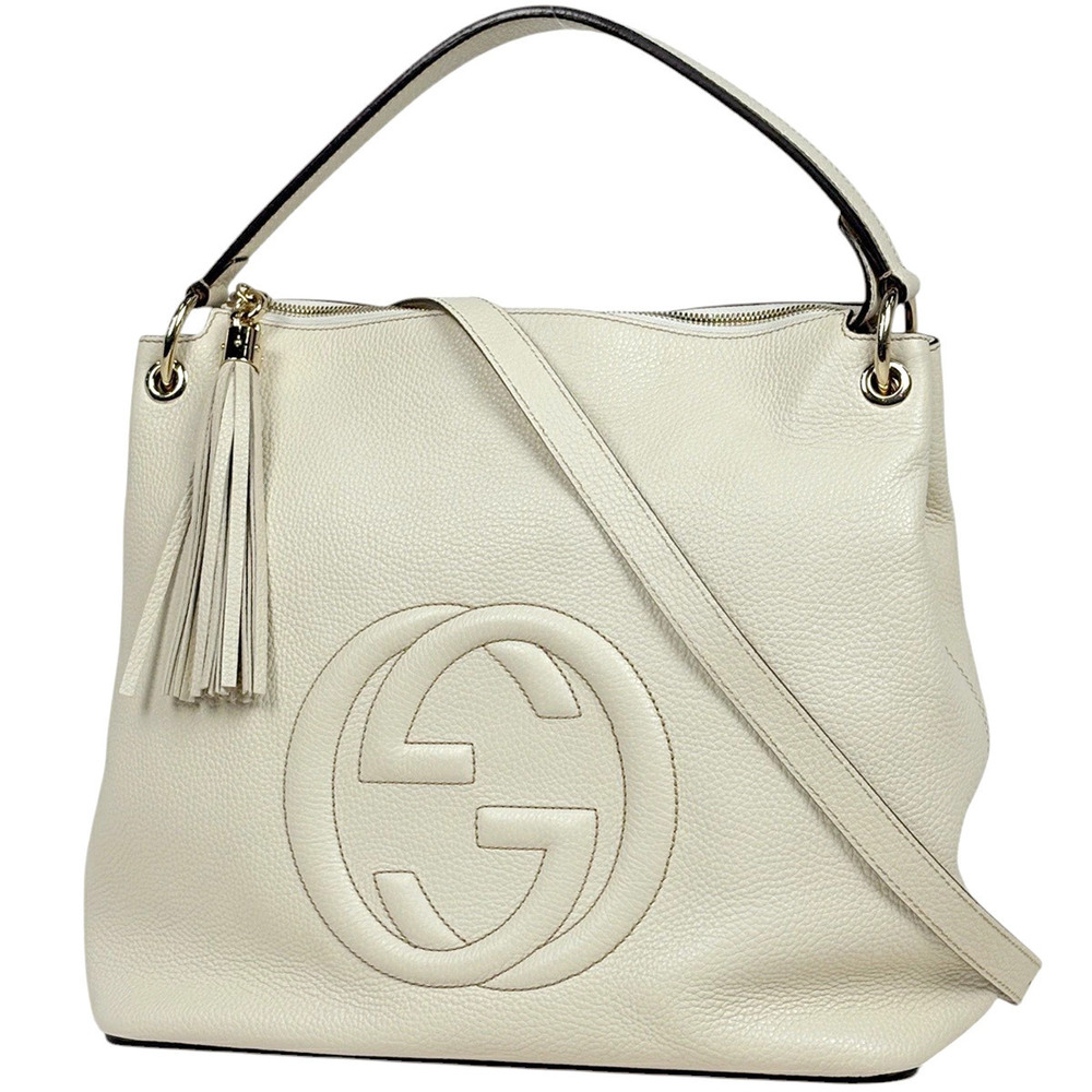 Gucci Soho Handbag Interlocking G Leather White